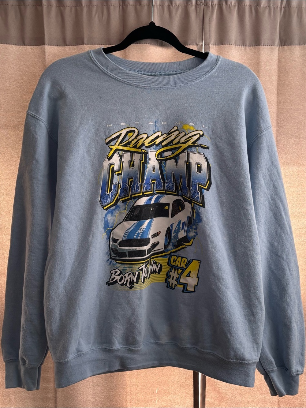 Light Blue Racing Champ Graphic Crewneck